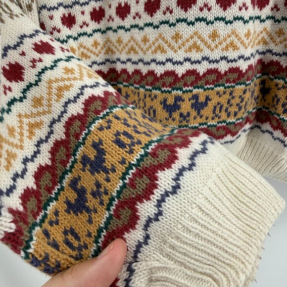 Jamie Watson 90’s Scotland Vintage Sweater Ducks Hearts Knit 100% Cotton - Picture 5 of 10